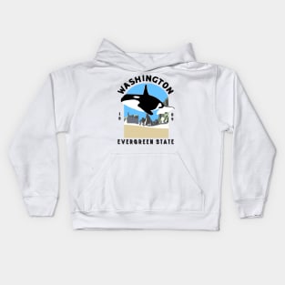 Washington State Orca Killer Whale Olympic National Park Kids Hoodie